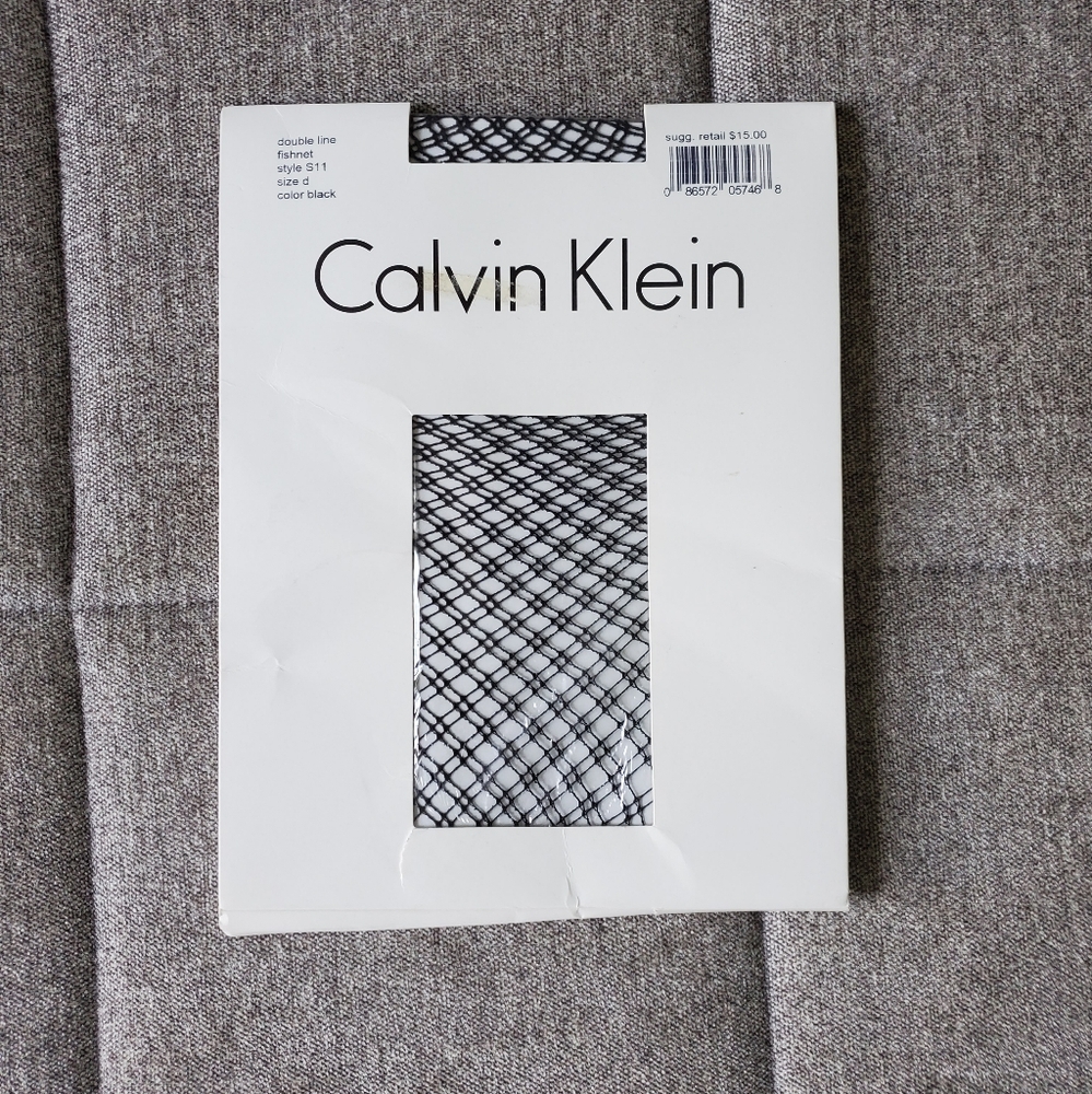 Calvin Klein | Tights Pantyhose Double Line Fishnet Size D In Black
